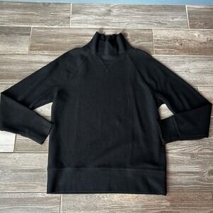 Banana Republic Black Brushed Waffle Knit Long Sleeve Top Sweater Womens M